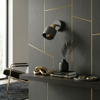 Aplique de parede orientável PARKLA 1xE27/15W/230V preto/dourado