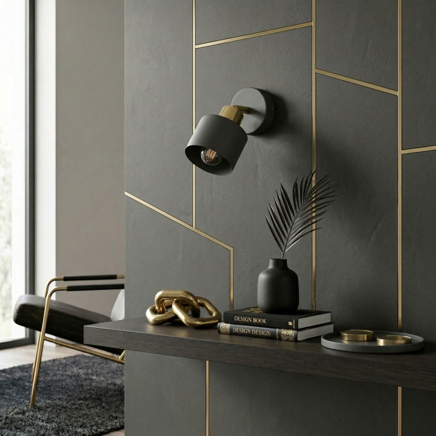 Aplique de parede orientável PARKLA 1xE27/15W/230V preto/dourado