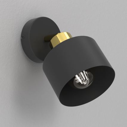 Aplique de parede orientável PARKLA 1xE27/15W/230V preto/dourado