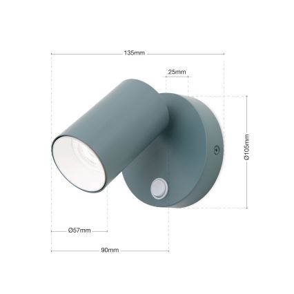 Aplique de parede orientável PENN 1xGU10/13W/230V cinzento