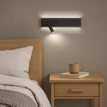 Aplique de parede orientável RESORT LED/10W/230V + LED/3W, preto, esquerdo