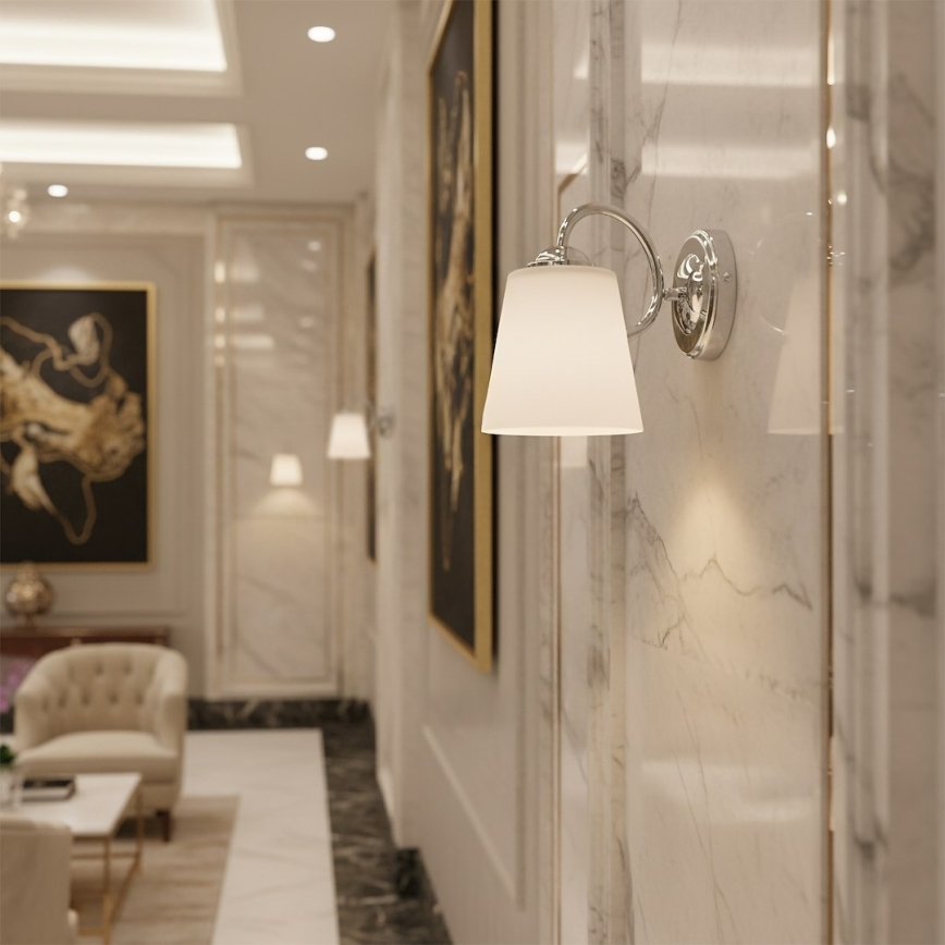 Aplique de parede PAFOS 1xE27/15W/230V cromado brilhante