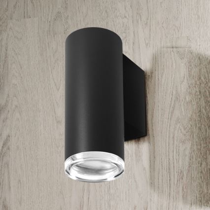 Aplique de parede LED RGBW dimerizável para casa de banho TURYN 1xGU10/4,8W/230V 3000K IP44 preto + controlo remoto