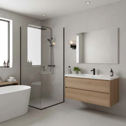 Aplique de parede para casa de banho POLA 1xG9/5W/230V IP44 preto/transparente