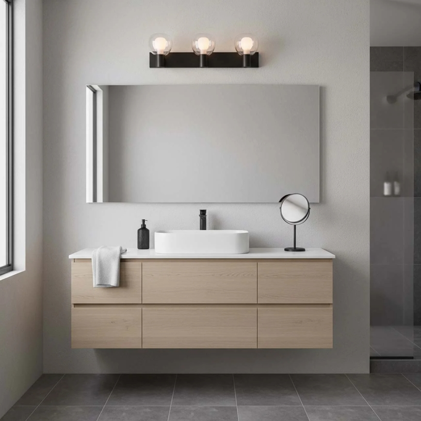 Aplique de parede para casa de banho POLA 3xG9/5W/230V IP44 preto/transparente