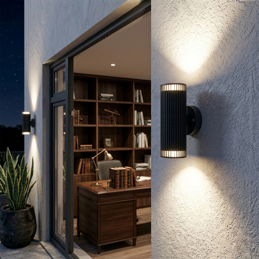 Aplique de parede para exterior LANTHEA 2xGU10/11W/230V IP44 preto