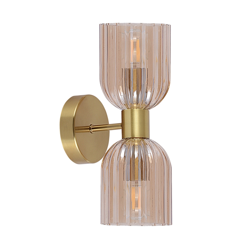 Aplique de parede PIEGA 2xE14/10W/230V latão/bege fumê