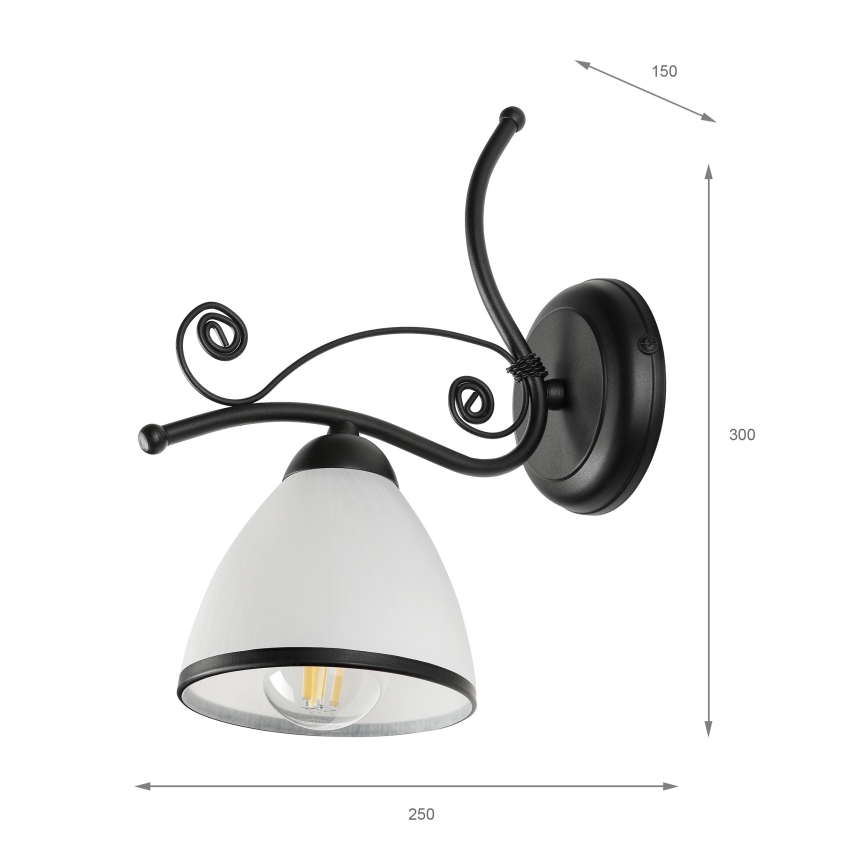 Aplique de parede RETRO 1xE27/60W/230V preto/branco
