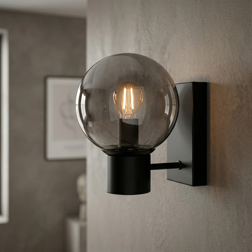 Aplique de parede SFERIO 1xE14/5W/230V preto/fumê
