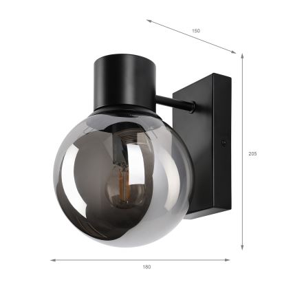 Aplique de parede SFERIO 1xE14/5W/230V preto/fumê