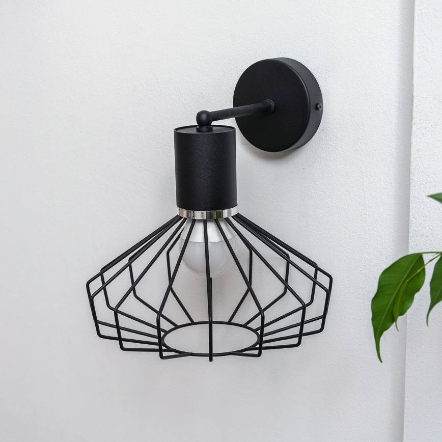 Aplique de parede SOLANO 1xE27/15W/230V preto/cromado brilhante