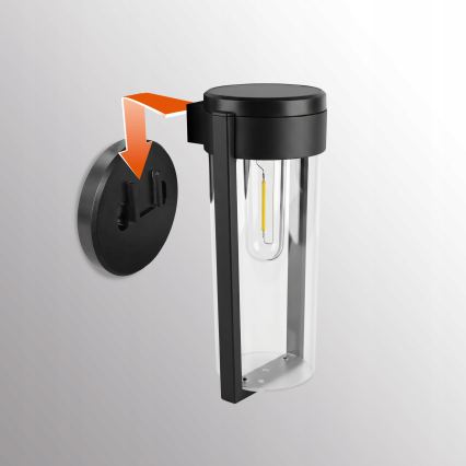 Aplique de parede solar LED/1W/3,7V 500 mAh IP65 preto