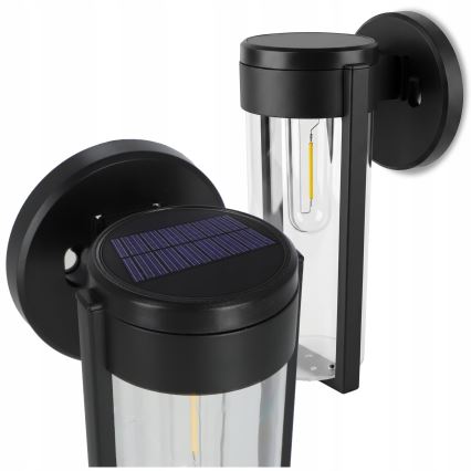 Aplique de parede solar LED/1W/3,7V 500 mAh IP65 preto