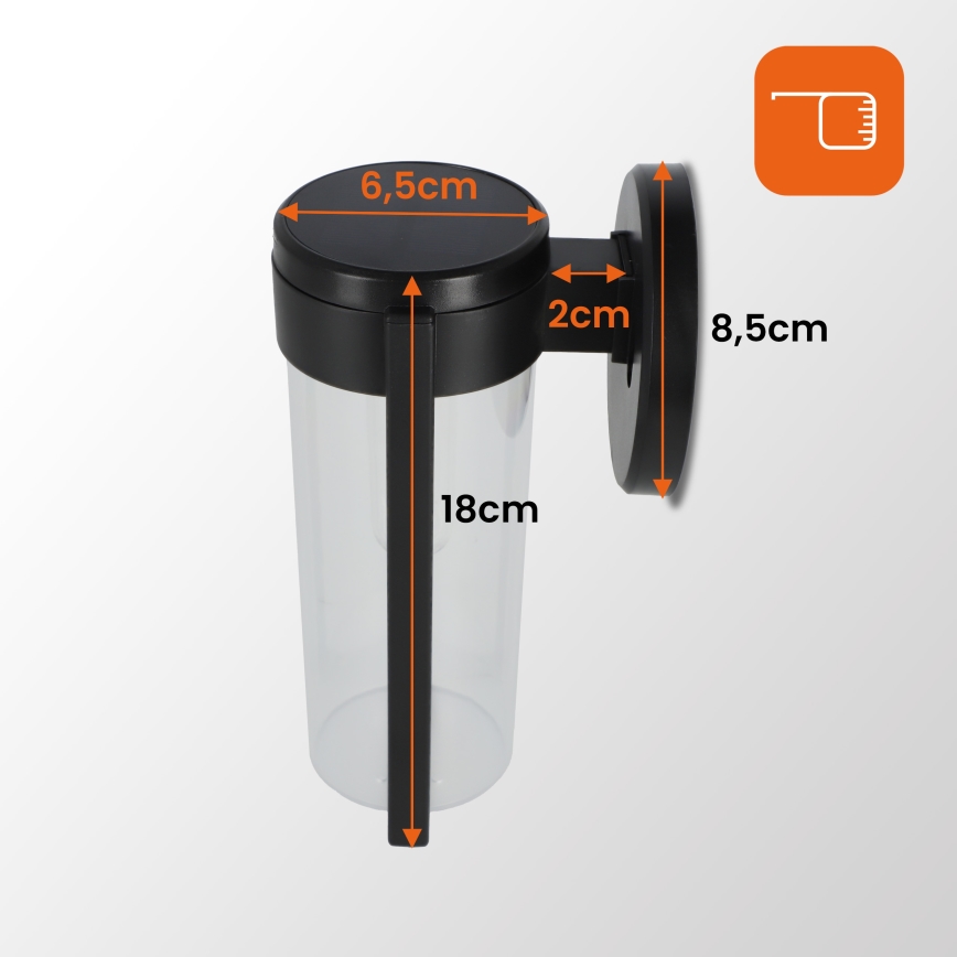 Aplique de parede solar LED/1W/3,7V 500 mAh IP65 preto