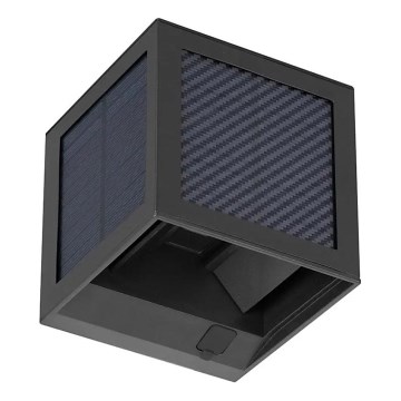 Aplique de parede solar LED com sensor, 9W/3,7V, 3000/4000/6000K, IP65, 2600 mAh, preto