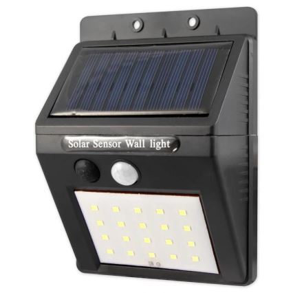 Aplique solar de parede LED com sensor e painel externo LED/0,55W/3,7V 1200 mAh IP44