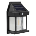 Aplique de parede solar LED com sensor LED/3,7V 600 mAh IP44 preto