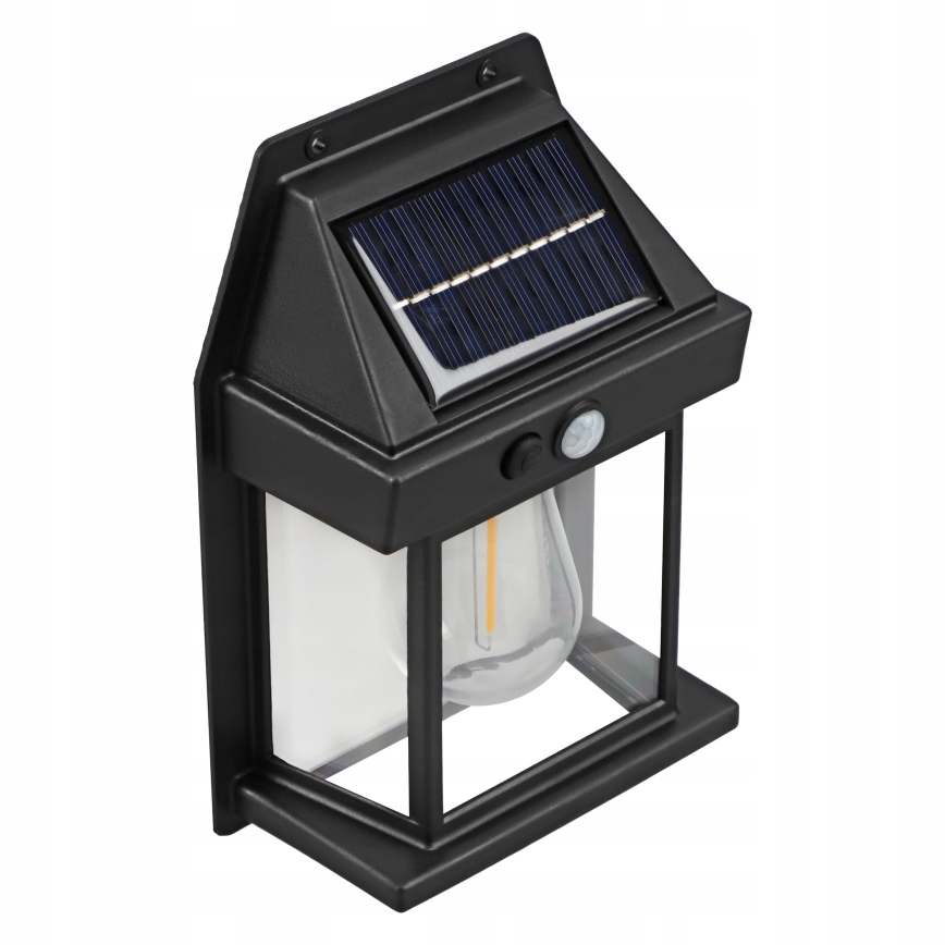 Aplique de parede solar LED com sensor LED/3,7V 600 mAh IP44 preto