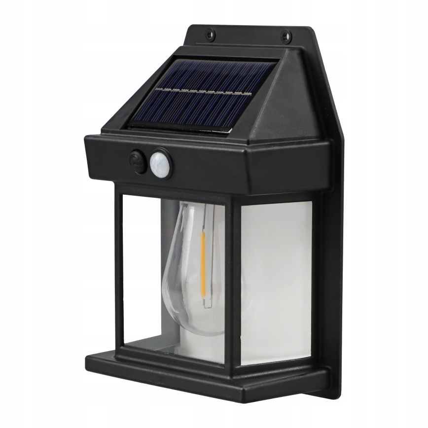 Aplique de parede solar LED com sensor LED/3,7V 600 mAh IP44 preto