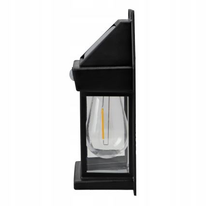 Aplique de parede solar LED com sensor LED/3,7V 600 mAh IP44 preto