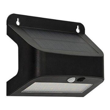 Aplique de parede solar LED com sensor SOLTO LED/6W/3,7V 4000K IP54 2400 mAh preto