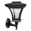 Aplique de parede solar LED TIRANA, 1,2 V, 1800 mAh, IP44, preto
