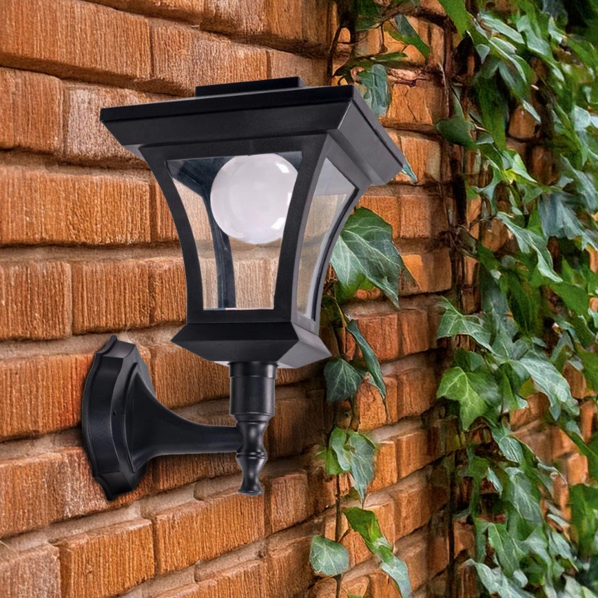 Aplique de parede solar LED TIRANA, 1,2 V, 1800 mAh, IP44, preto