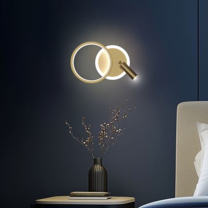 Aplique de parede spot LED MONET LED/15W/230V dourado