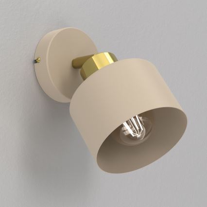 Aplique de parede spot PARKLA 1xE27/15W/230V bege/dourado
