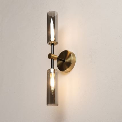 Aplique de parede TESSA 2xG9/8W/230V latão/preto fumê