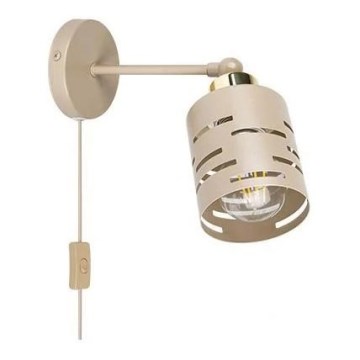 Aplique de parede tipo spot com interruptor ELEN 1xE27/35W/230V bege/dourado