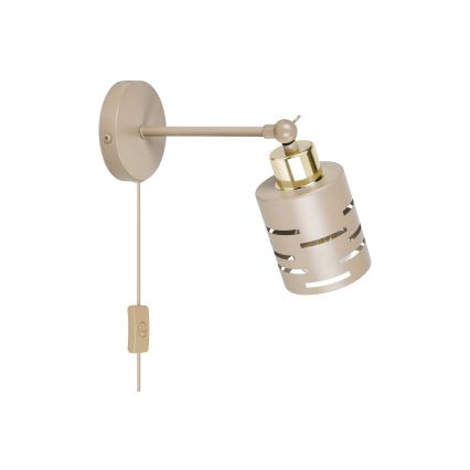 Aplique de parede tipo spot com interruptor ELEN 1xE27/35W/230V bege/dourado