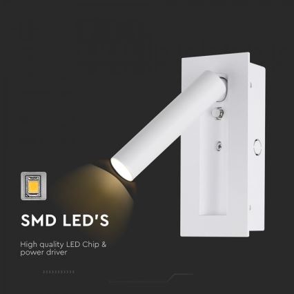 Aplique de parede tipo spot LED/2W/230V 3000K branco