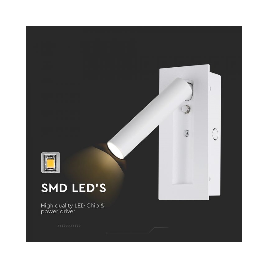 Aplique de parede tipo spot LED/2W/230V 3000K branco