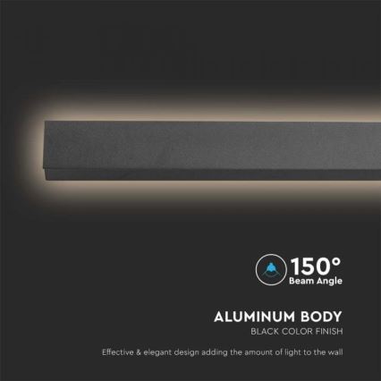 Aplique LED de parede para exterior, 16W, 230V, 4000K, IP65, 101 cm, antracite
