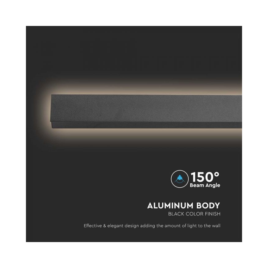 Aplique LED de parede para exterior, 16W, 230V, 4000K, IP65, 101 cm, antracite