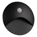 Aplique LED para escadas com sensor de movimento e crepuscular EXIN LED/2,5W/230V 3000K IP65 preto redondo