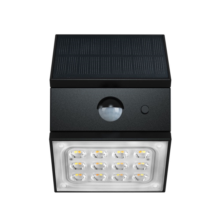 Aplique solar de parede LED com sensor LED/2,5W/3,7V 3000/4000/6000K IP65 1200 mAh preto