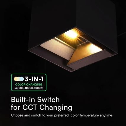 Luminária solar de parede LED com sensor LED/9W/3,7V 3000/4000/5000K IP65 2600 mAh preta