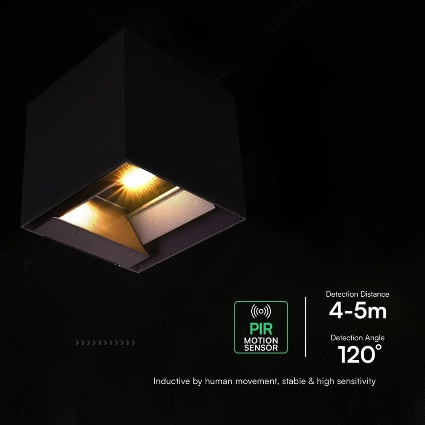 Luminária solar de parede LED com sensor LED/9W/3,7V 3000/4000/5000K IP65 2600 mAh preta