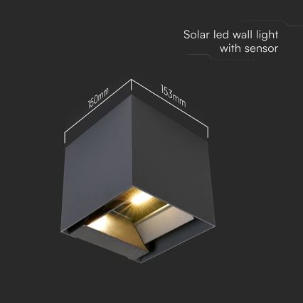 Aplique solar de parede LED com sensor LED/9W/5V 3000/4000/5000K IP65 2600 mAh antracite