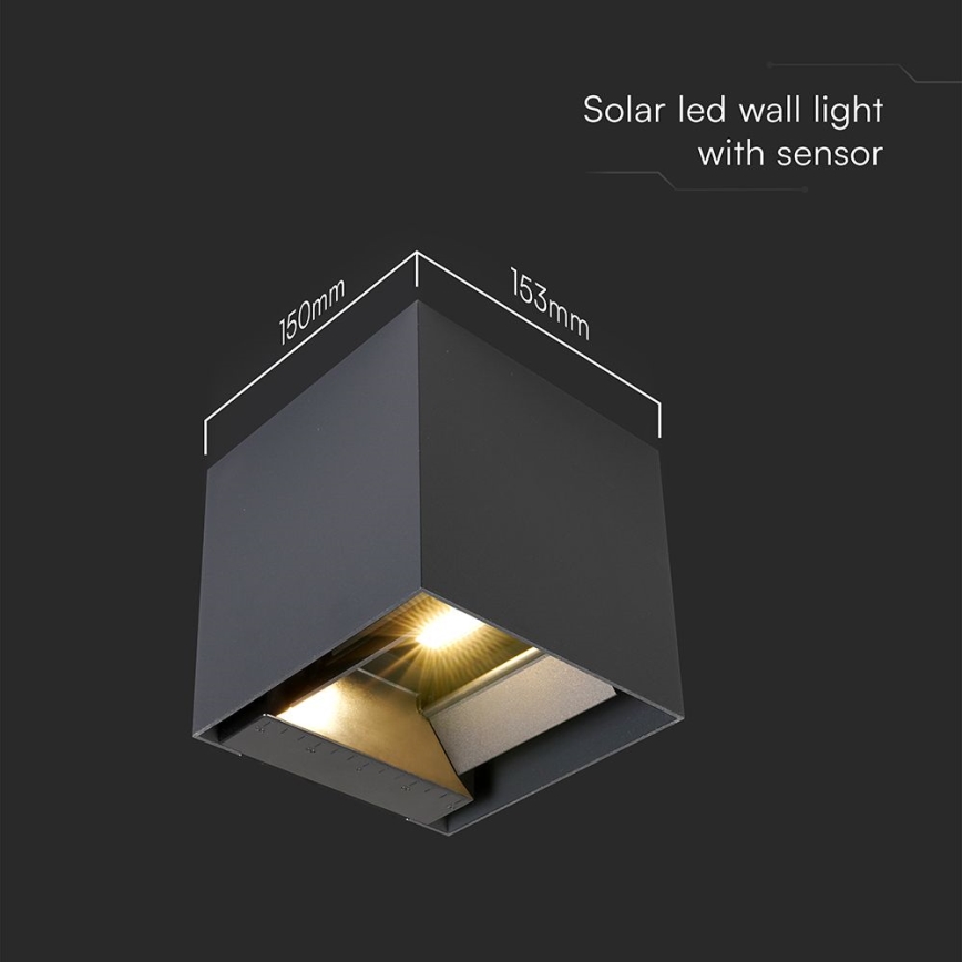 Aplique solar de parede LED com sensor LED/9W/5V 3000/4000/5000K IP65 2600 mAh antracite