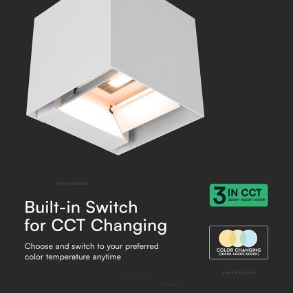 Aplique de parede solar LED com sensor — 9W/5V, 3000/4000/5000K, IP65, 2600 mAh, branco