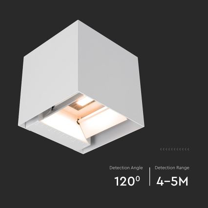 Aplique de parede solar LED com sensor — 9W/5V, 3000/4000/5000K, IP65, 2600 mAh, branco