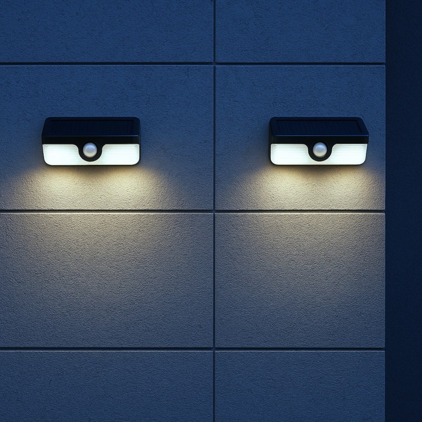 Aplique solar de parede LED com sensor LINK LED/5W/3,7V IP65 preto