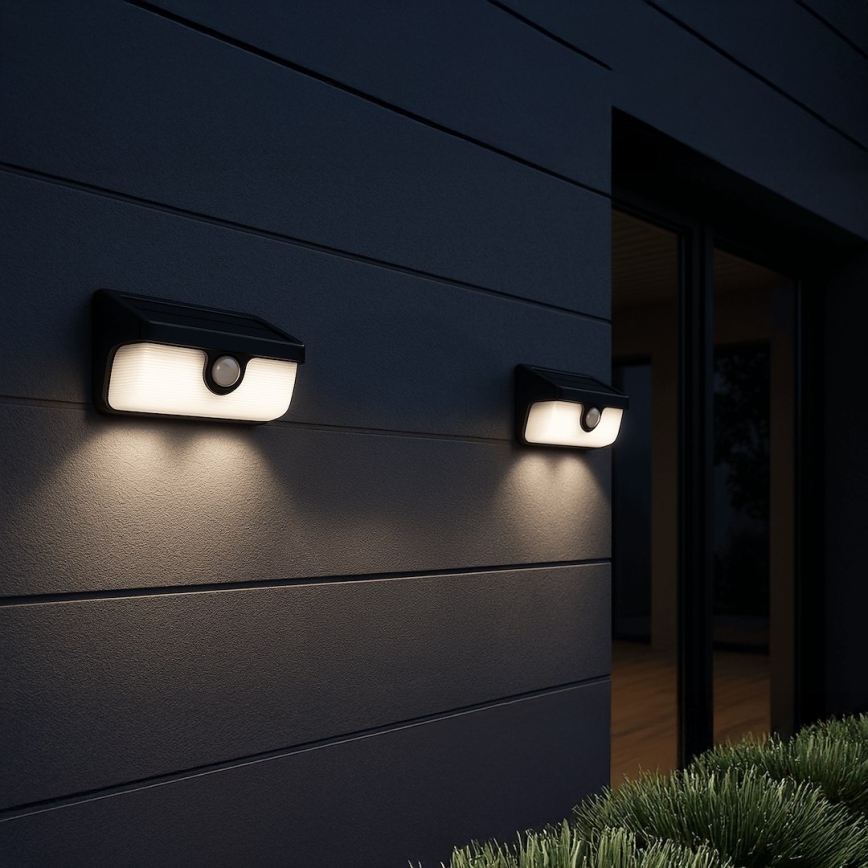 Aplique solar LED de parede com sensor LINK LED/5W/3,7V 2000 mAh IP65 preto