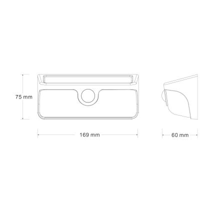 Aplique solar LED de parede com sensor LINK LED/5W/3,7V 2000 mAh IP65 preto