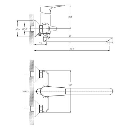Aqualine - Bacia/torneira de banheira LOTTA cromado brilhante