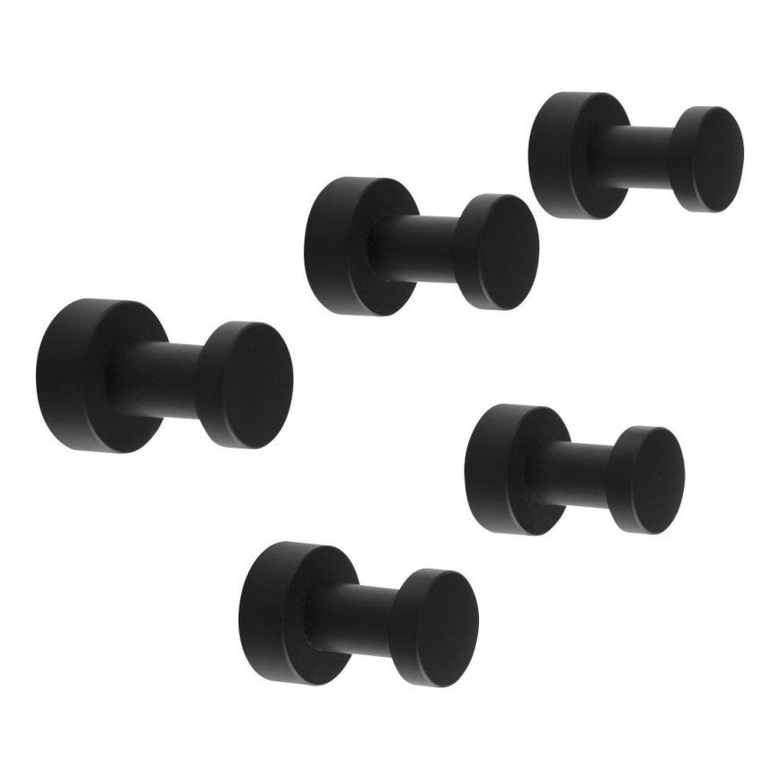 Aqualine - CONJUNTO 5x Ganchos de parede SAMBA mate preto