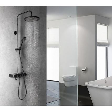 Aqualine - Conjunto de chuveiro com torneira e mini-torneira adicional FARRAO mate preto